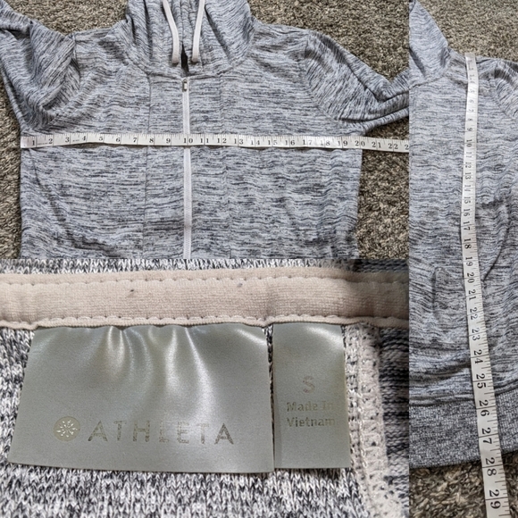 Athleta heathered grey cinch waist zip up hoodie S - Picture 9 of 11